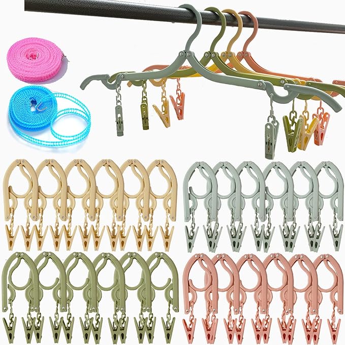 24 PCS Foldable Non Slip Plastic Clothes Hangers by smilixin