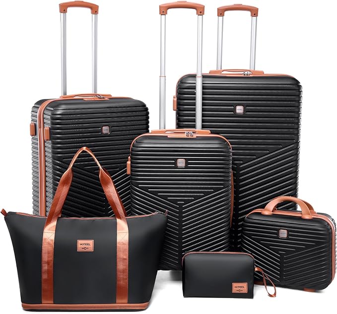 Hoteel 6 Piece Luggage Set Carry on ABS+PC Hard Shell Suitcase by HOTEEL