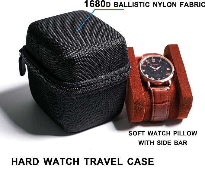 single watch travel case, hard watch case with/compartment - Image 2
