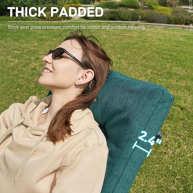 EVER ADVANCED Folding Camping Recliner Chair Fully Padded - Image 9