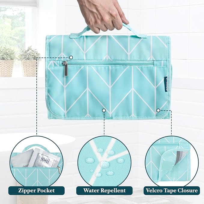 PAVILIA Hanging Toiletry Bag Women Men, Travel Kit Foldable Large Toiletries - Image 5