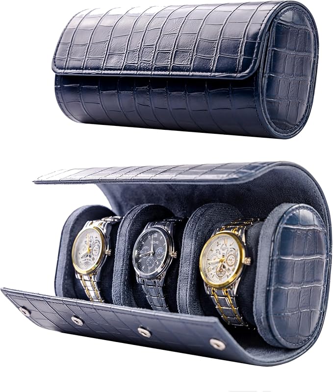 MR.OKAY 3 Watch Travel Case- Classic Leather Watch Case by MR.OKAY