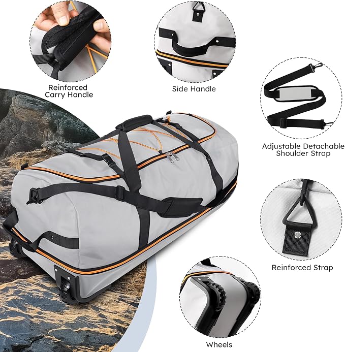 110L Expandable to 140L 32” Foldable Oxford Soft-Sided Rolling Duffle Bag - Image 7
