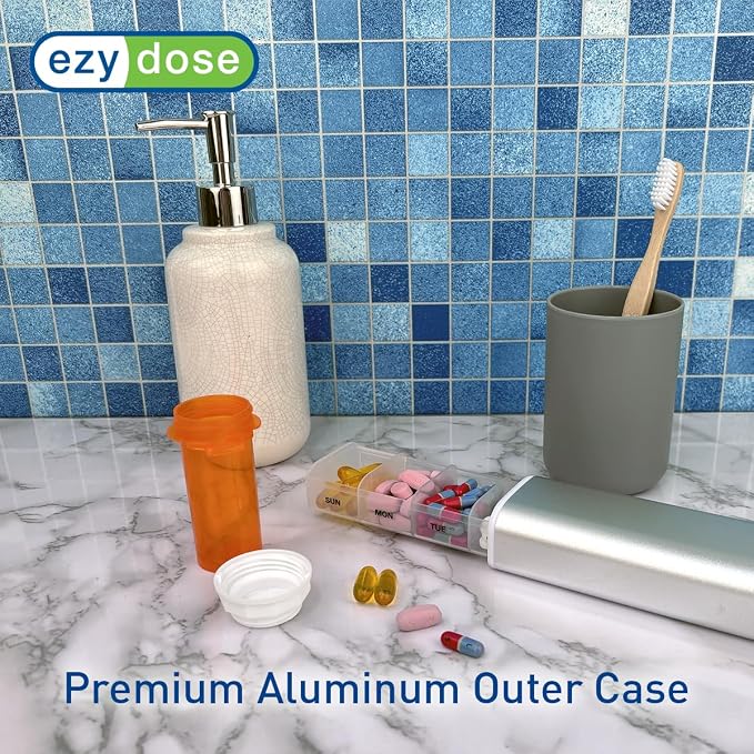 EZY DOSE Slide Pill Organizer, Stylish Medication Storage Case - Image 4