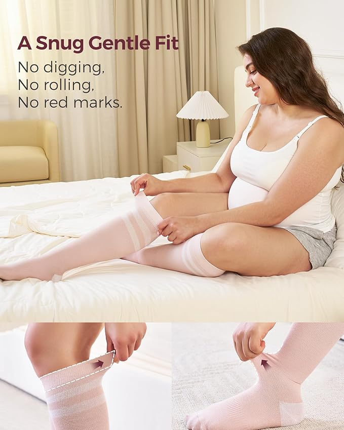 Momcozy Compression Socks for Women Wide Calf, 15-20mmHg Knee High Support - Image 3