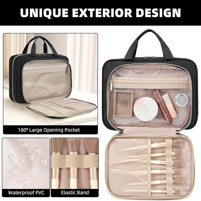 BAGAIL Hanging Toiletry Bag for Women Water-resistant Cosmetic Bag Large - Image 3