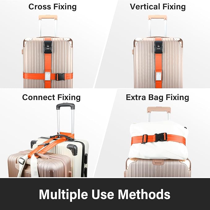 Luggage Straps, 2 Pack Adjustable Heavy Duty Cross Suitcase Straps - Image 6