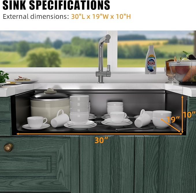 30 Inch Undermount Kitchen Sink Stainless Steel, 30x19 Undermount Workstation - Image 6