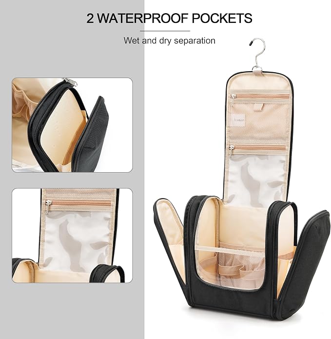 Travel Hanging Toiletry Bag for Women and Men, 6 Organizer Compartments - Image 5
