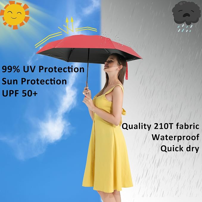 BAODINI Small UV Protection Travel Umbrella Compact - Image 2