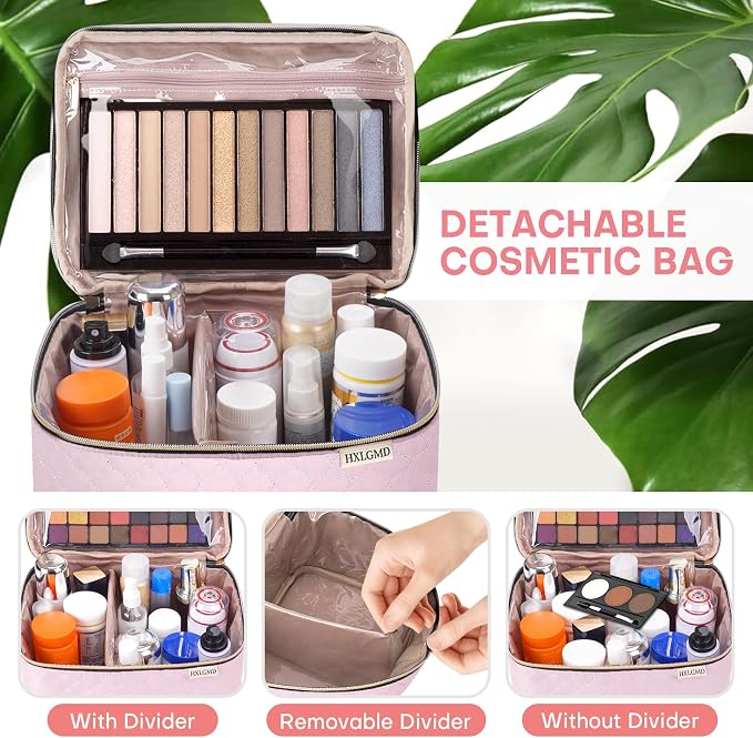 Double Layer Travel Makeup Bag Women, Cosmetic Organizer Case, Travel - Image 4