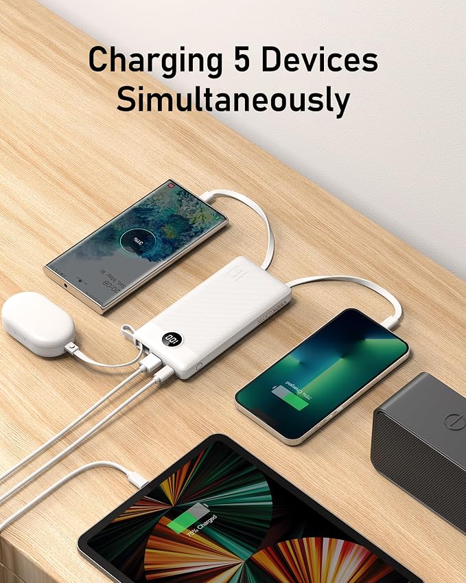 VEEKTOMX Portable Charger with Built in Cables 10000mAh, USB C Power Bank with - Image 4