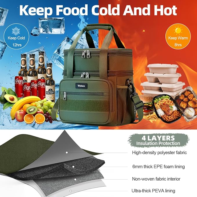 Weitars Tactical Lunch Box, Insulated Lunch Box, Large Expandable Heavy Duty - Image 4