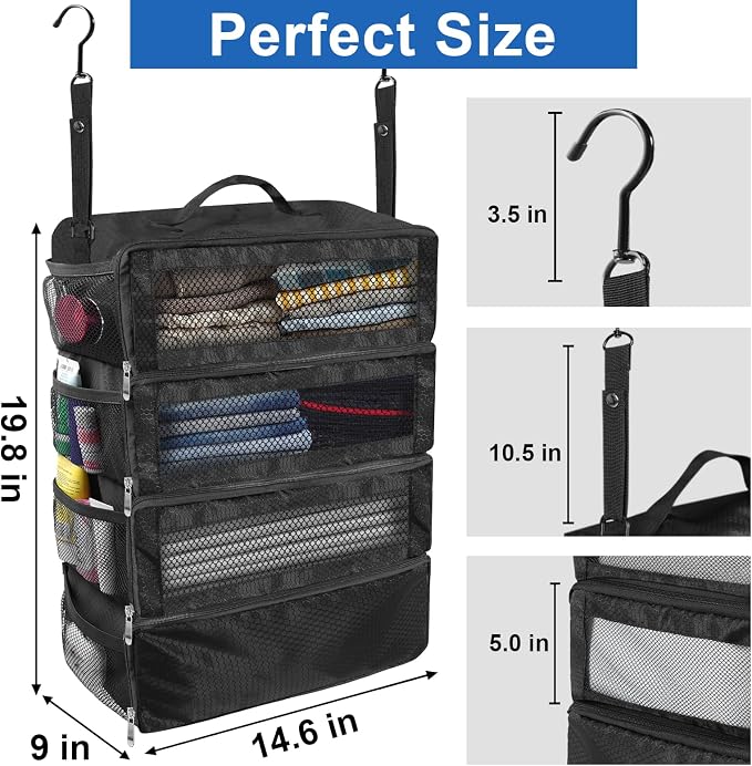 Suitcase Organizer, Travel Luggage Organizer Portable Hanging Travel Shelves - Image 4