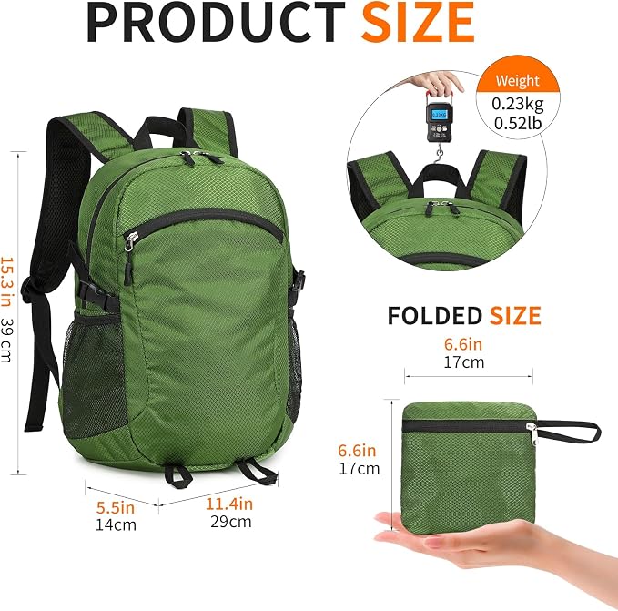 Small Hiking Daypack, 15L Water-Resistant Hiking Backpack Packable Lightweight - Image 3