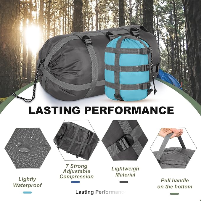 5 Pack Compression Stuff Sack 5 Assorted Size Sleeping Bag Stuff Sack - Image 4