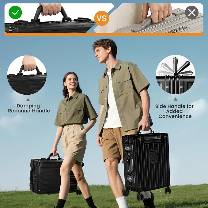 24 Inch Luggage With Spinner Wheels, Aluminum Frame Zipperless Suitcase - Image 7