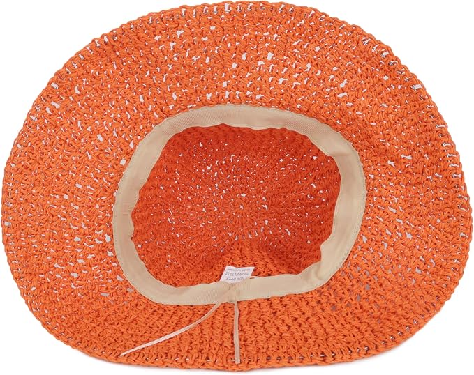 Womens Wide Brim Straw Sun Hat Foldable Floppy Crochet Beach Hat - Image 5