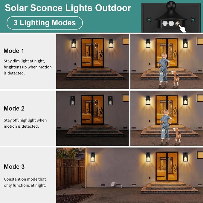 Solar Porch Lights Outdoor, Solar Sconce Lights Outdoor - Image 3