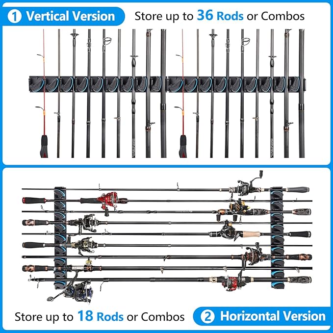 PLUSINNO 4 Pack Vertical Fishing Rod Rack, Wall Mounted Fishing Rod holder - Image 5