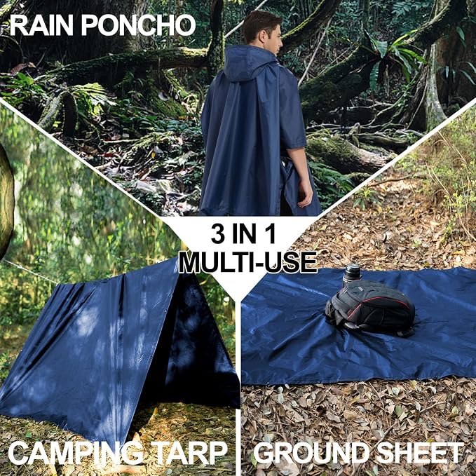 salamra Hooded Rain Poncho Waterproof Raincoat Jacket - Image 4