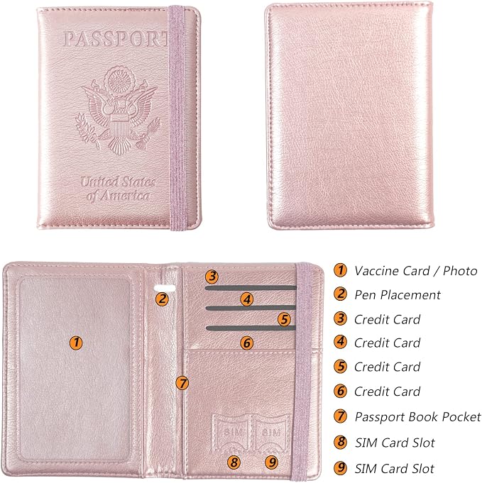 Eoehro Passport and Vaccine Card Holder, Passport Holder Vaccine Card Slot - Image 3