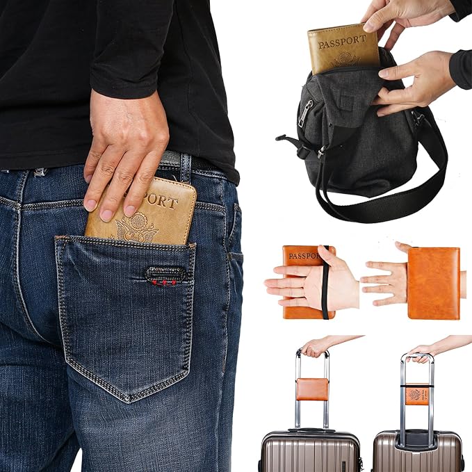 Passport Holder Cover Wallet Travel Essentials RFID Blocking Leather Card Case - Image 8