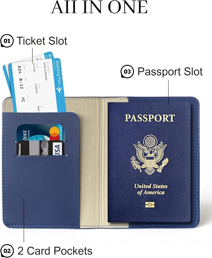 Passport Holder for Travel Essentials, RFID Blocking Passport Cover Case for - Image 3