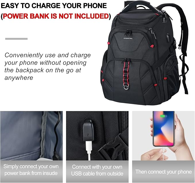 VANKEAN 17.3'' Travel Laptop Backpack TSA Friendly, Water Resistant Anti Theft - Image 8