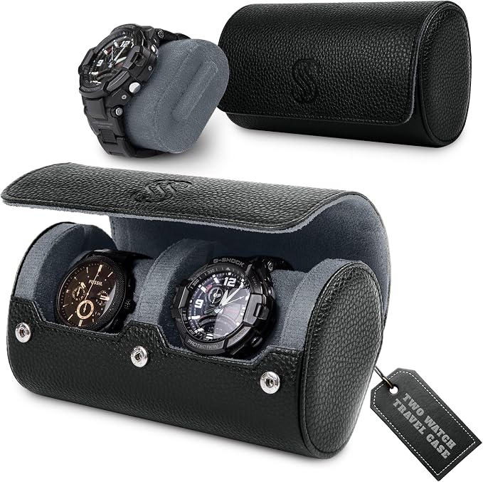 2 Watch Travel Case for Men – Sleek Faux Leather Organizer for Smart & Luxury by Unknown