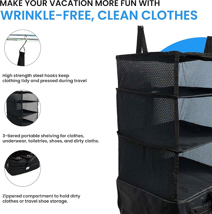 Grand Fusion Stow-N-Go Travel Luggage Organizer – Portable Hanging Travel - Image 8