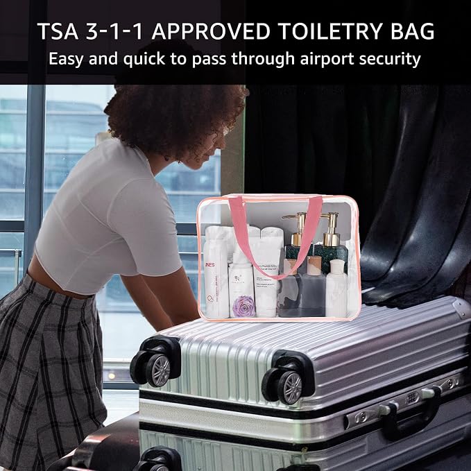 2Pcs Crystal Clear PVC Travel Toiletry Bag Kit - Image 2