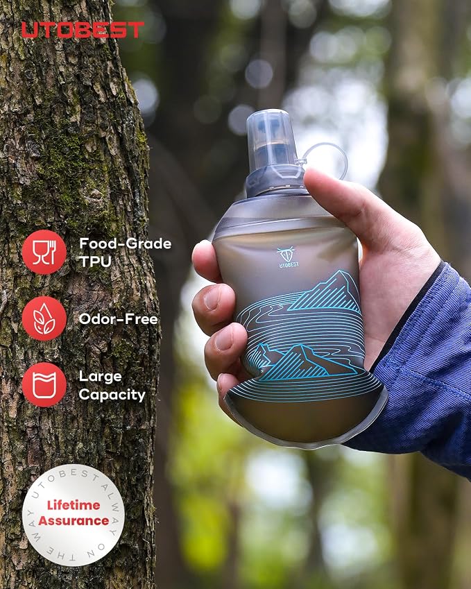 UTOBEST 200ml Soft Flask, 2 Pack Flexible TPU Hydration Water Bottle, - Image 2