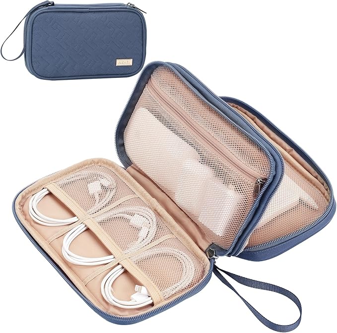 NISHEL Travel Cord Organizer Case, Double Layers Tech Electronic Bag, Essentials by NISHEL