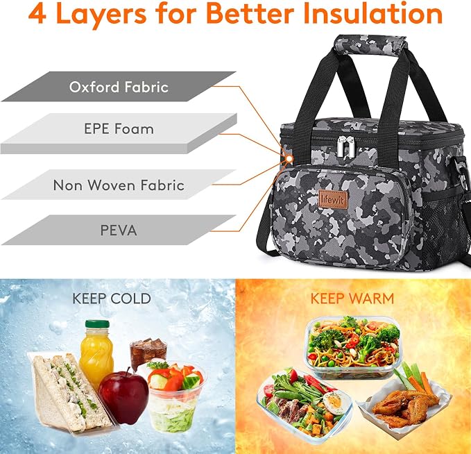 Lifewit Medium Lunch Bag Insulated Lunch Box Soft Cooler Cooling Tote - Image 2