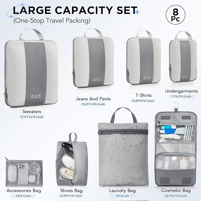 8 Set Compression Packing Cubes - Image 2