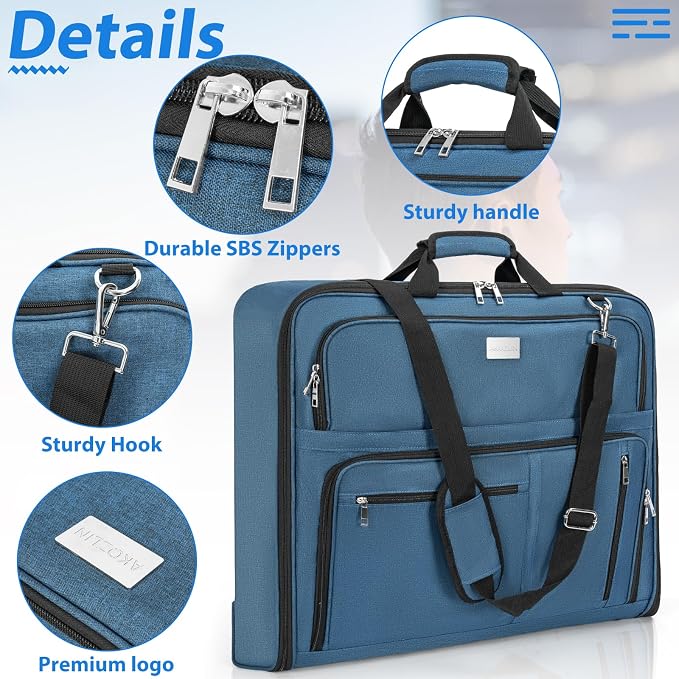 AKOZLIN Travel Luggage Garment Bag Foldable Hanging Suit Bag - Image 3
