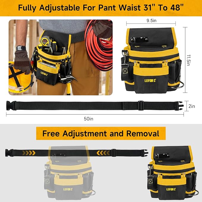 Tool Belt, Magnetic Tool Pouch, 14-Pockets Tool Belts - Image 2