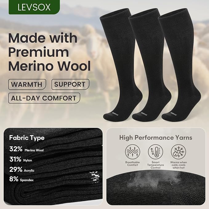 LEVSOX Merino Wool Compression Socks - Image 2