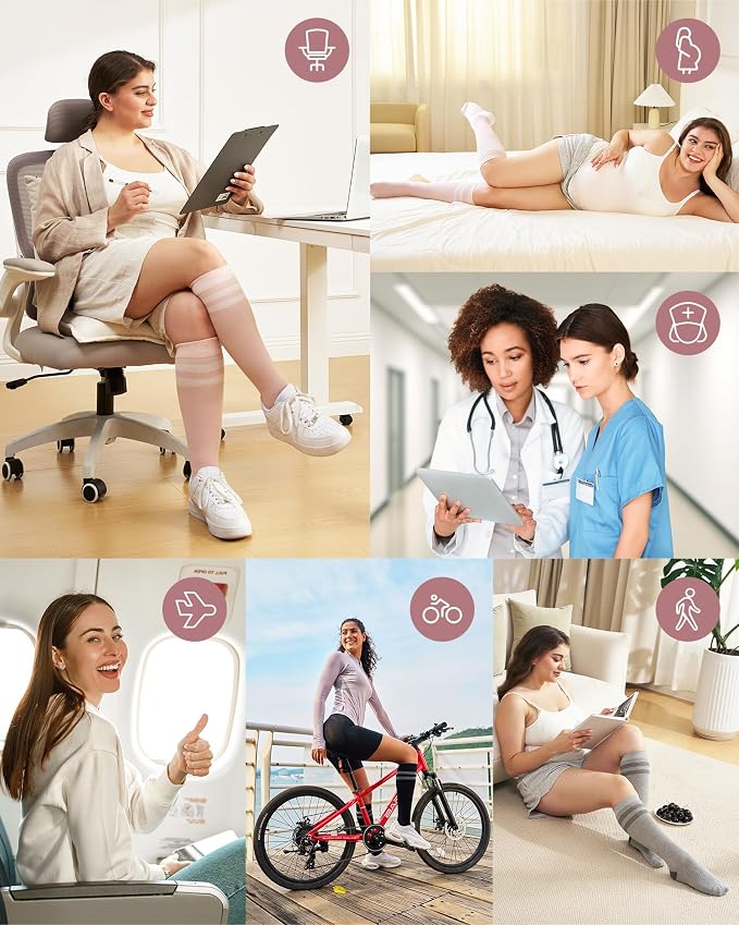 Momcozy Compression Socks for Women Wide Calf, 15-20mmHg Knee High Support - Image 6