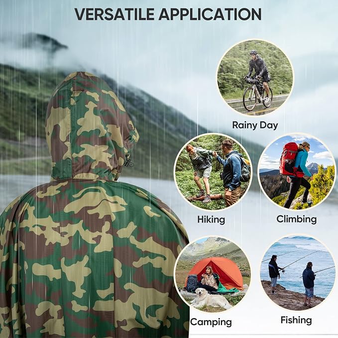 PTEROMY Hooded Rain Poncho for Adult - Image 6