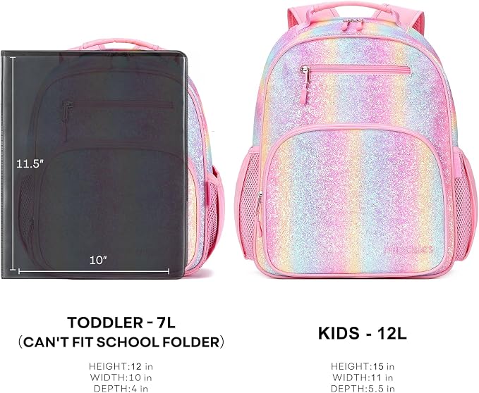 mibasies Toddler Backpack for Girls 2-4: Glitter Kids Backpacks for Girls - Image 4