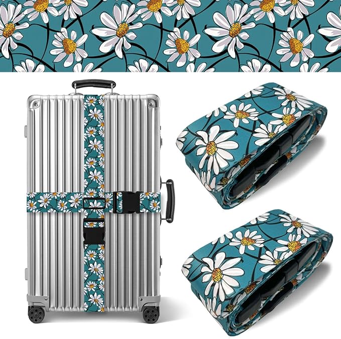 White Daisy Luggage Straps for Suitcases TSA Approved, Luggage Identifiers for by Unknown