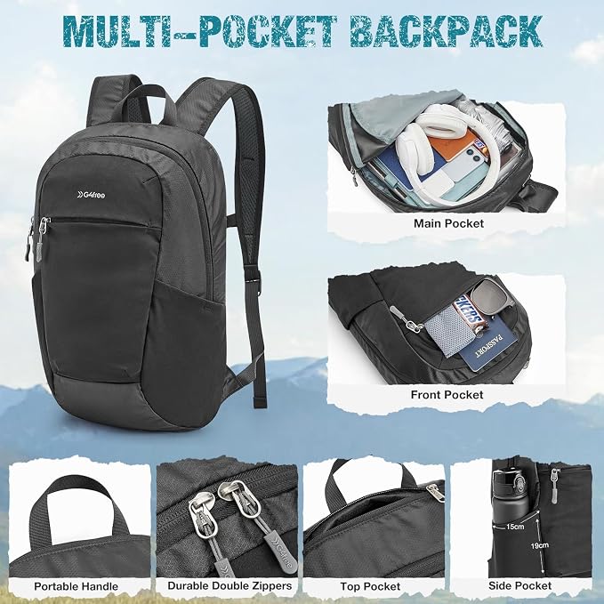 G4Free Packable Hiking Backpack 20L Lightweight Foldable Travel Daypack - Image 4