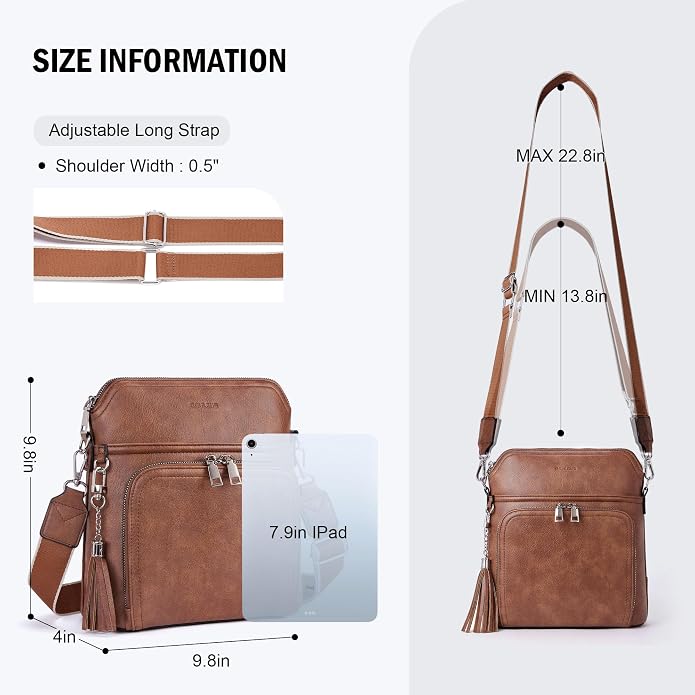 Crossbody Purse for Women, Lightweight Medium Crossbody Bag Soft Leather - Image 4