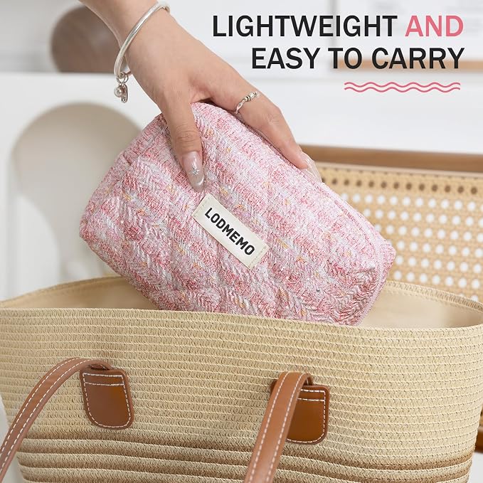 Makeup Bag 3 PCS Quilted Cosmetic Bags - Image 2