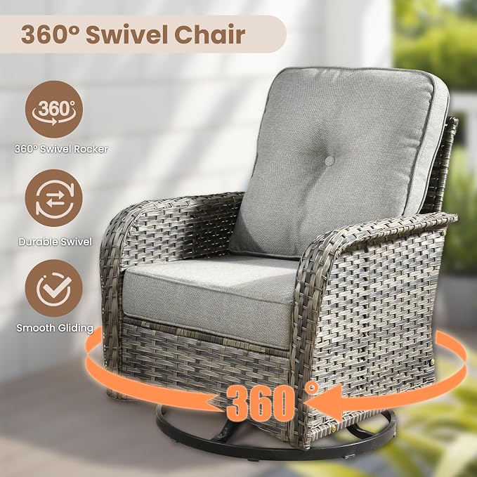 HOOOWOOO Patio Furniture Set, 8 Pieces Outdoor Conversation Set, All Weather - Image 2