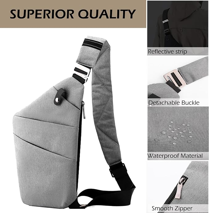 Anti Theft Crossbody Bags for Women Men, Slim Sling Purse - Image 6