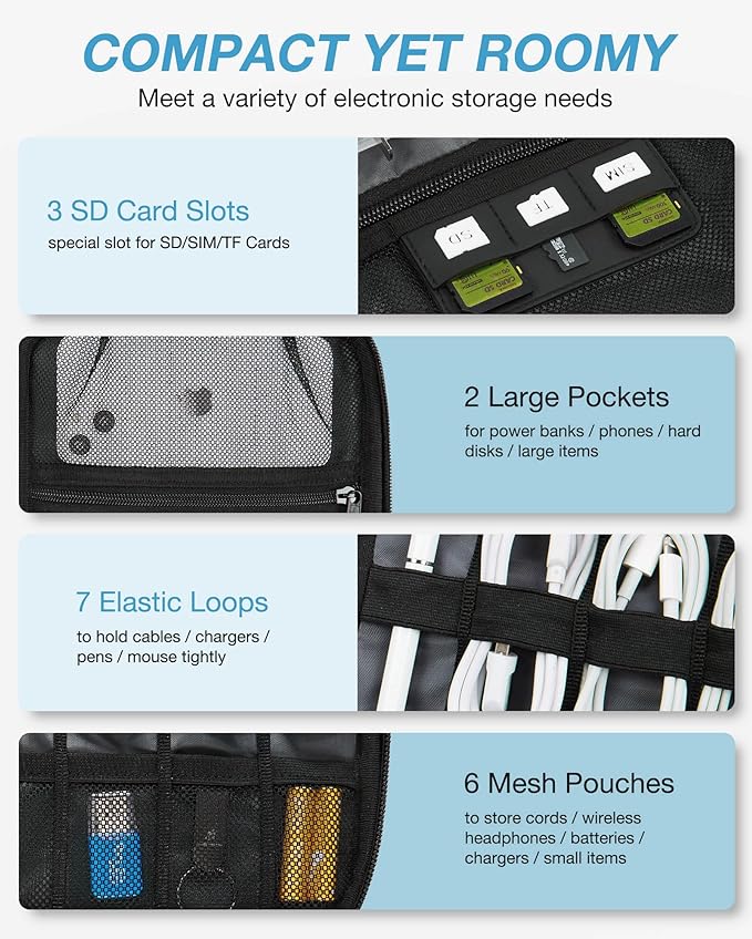 BAGSMART Electronics Travel Organizer Case, Tech Accessories Cord Storage Bag - Image 3
