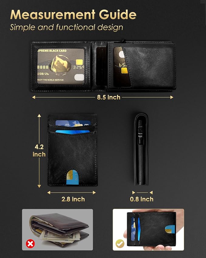 Wallet for Men - RFID Blocking Bifold Slim Minimalist Credit Card Holder Pop Up - Image 7